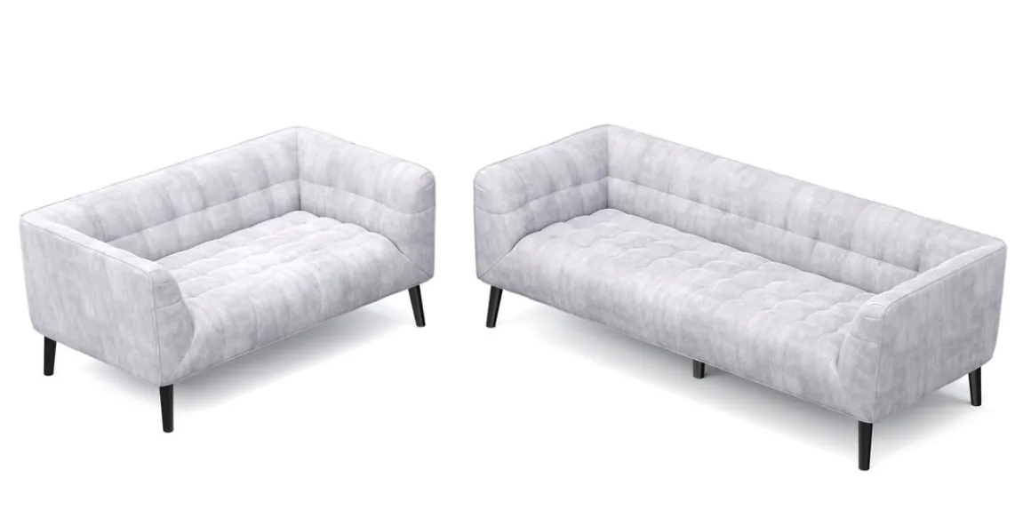 Sofa Set Samt MERLIN grau