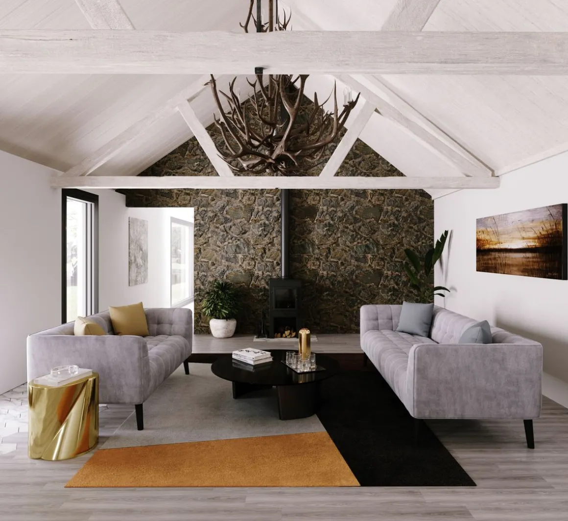 Sofa Set Samt MERLIN grau