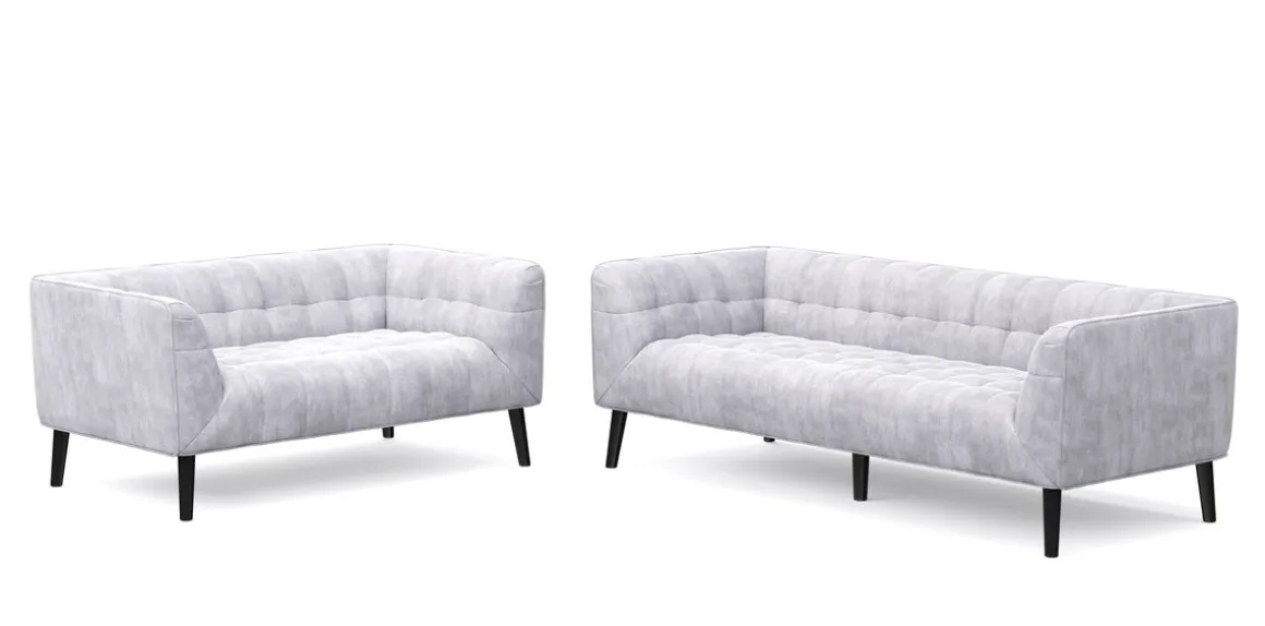 Sofa Set Samt MERLIN grau