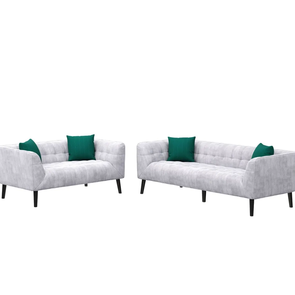 Sofa Set Samt MERLIN grau
