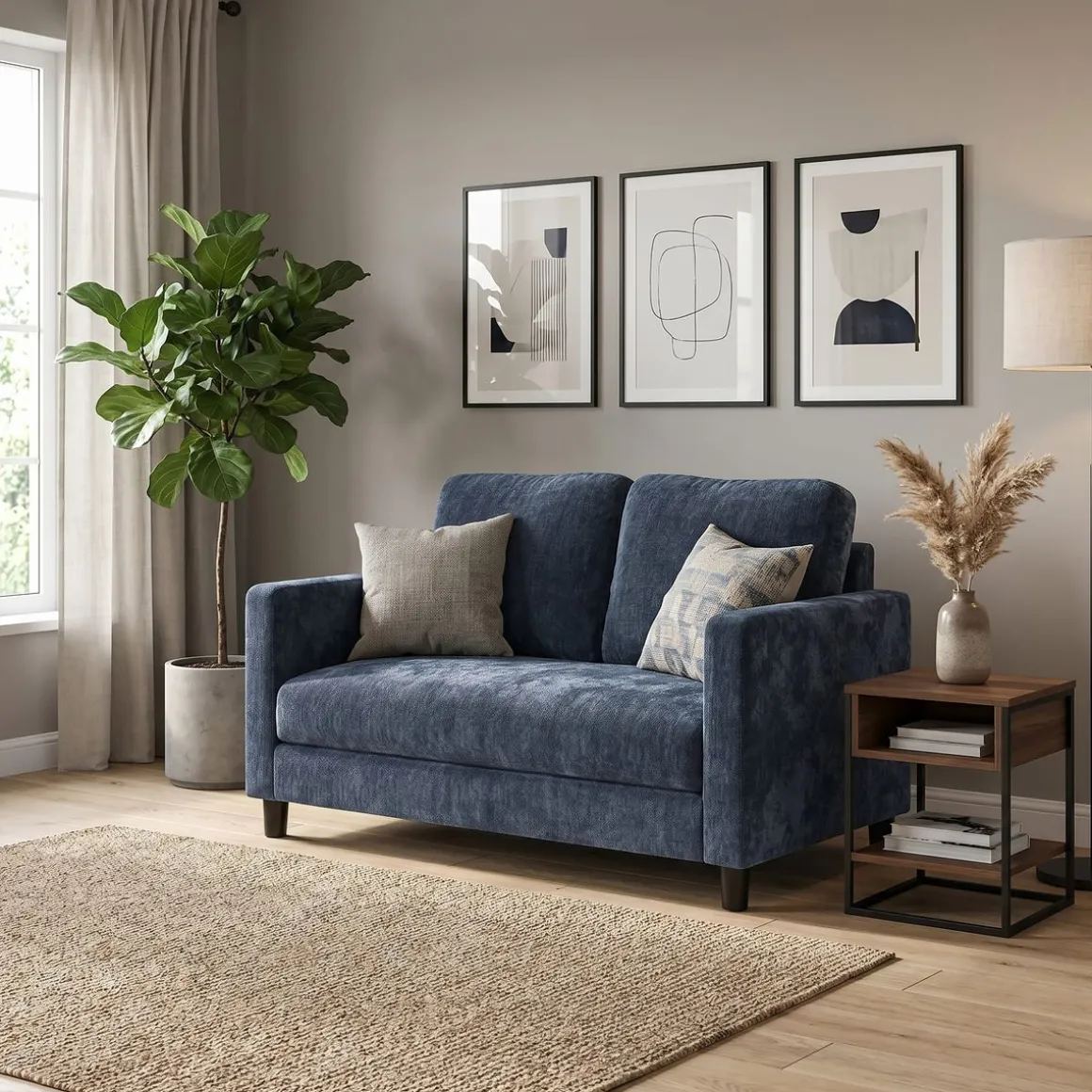 Sofa WINKLER 2-Sitzer dunkelblau