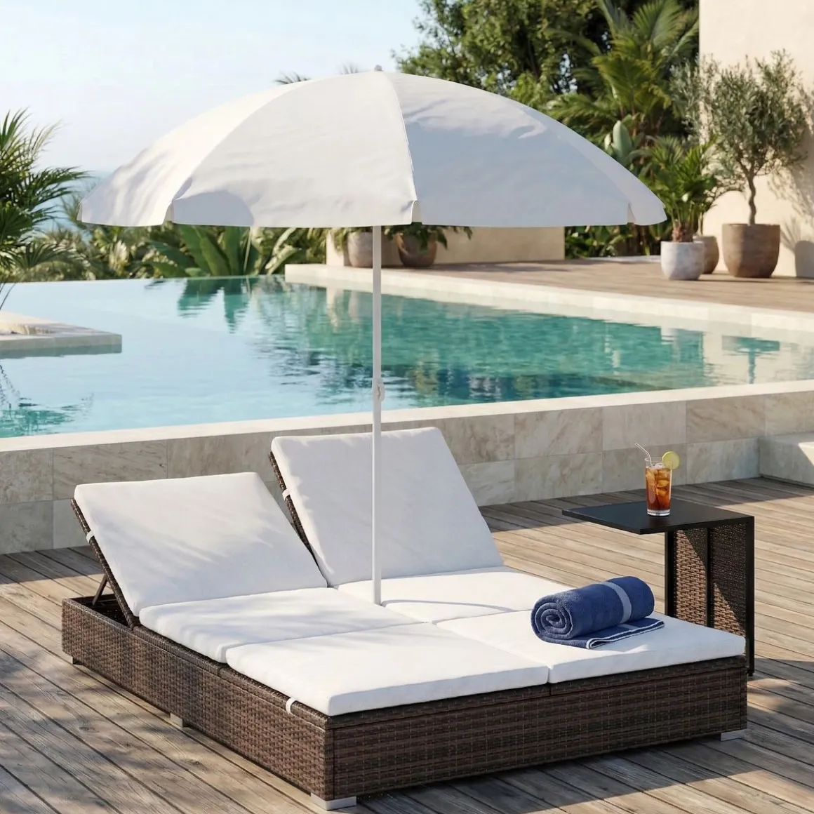 Sonnenbett Rattan JAMILIA braun