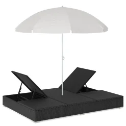 Sonnenbett Rattan JAMILIA schwarz