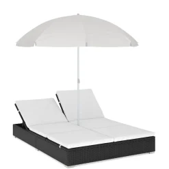 Sonnenbett Rattan JAMILIA schwarz