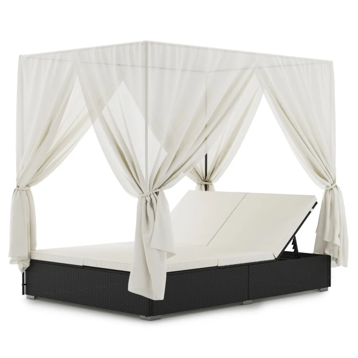 Sonnenbett Rattan schwarz/weiss