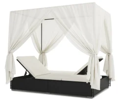 Sonnenbett Rattan schwarz/weiss