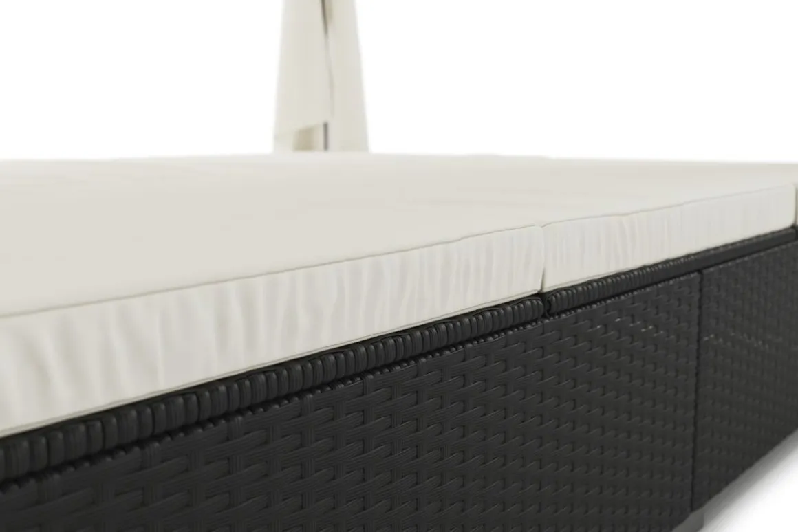 Sonnenbett Rattan schwarz/weiss