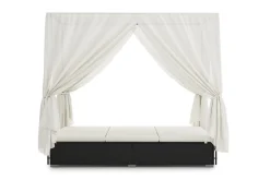 Sonnenbett Rattan schwarz/weiss