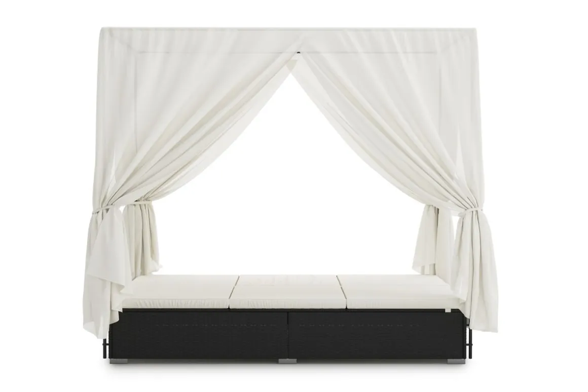 Sonnenbett Rattan schwarz/weiss