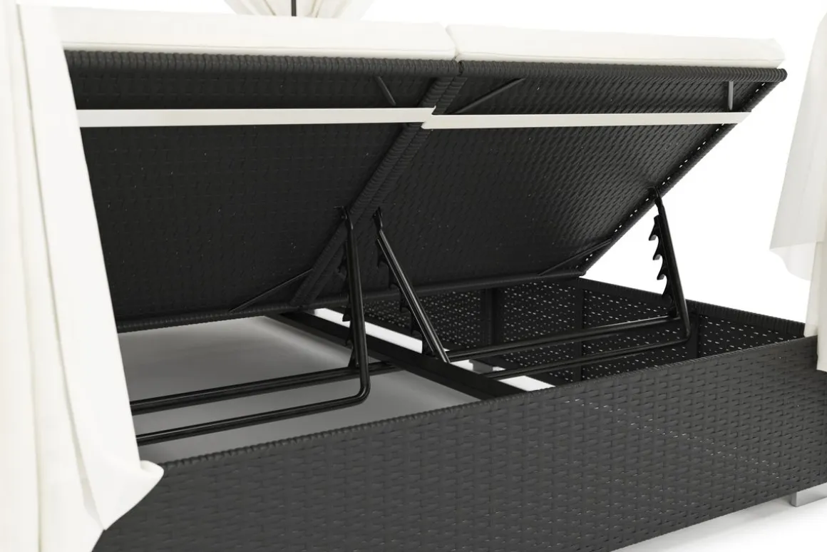 Sonnenbett Rattan schwarz/weiss