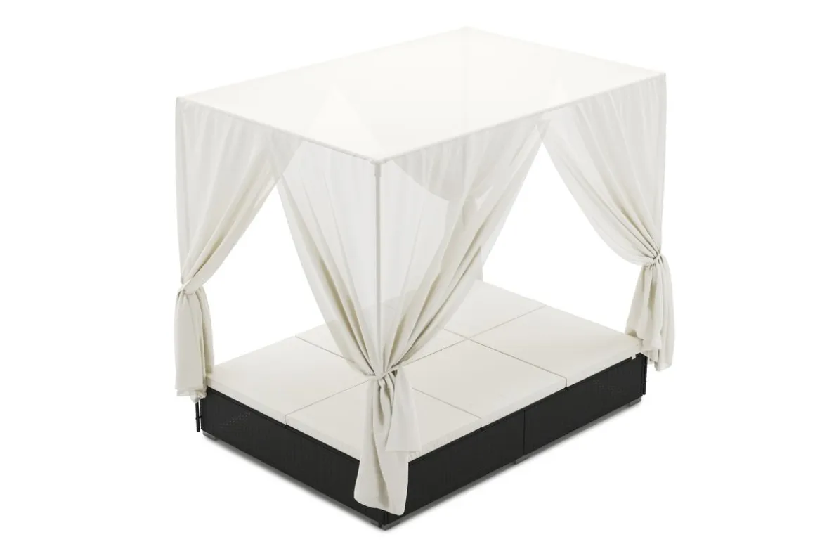 Sonnenbett Rattan schwarz/weiss