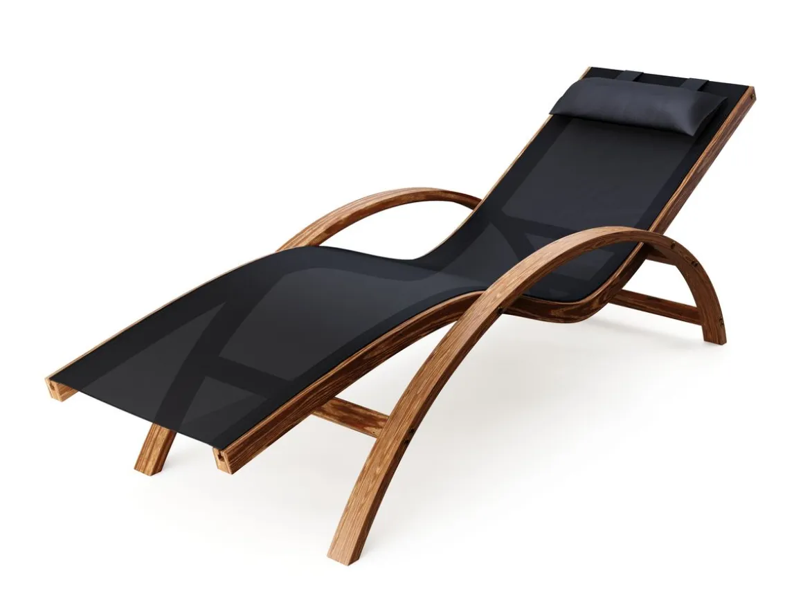 Sonnenliege Holz SOLE schwarz