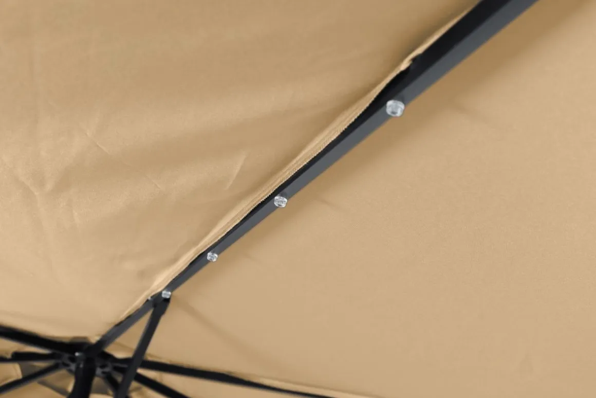 Sonnenschirm Ampelschirm BAY mit LED 350 cm braun