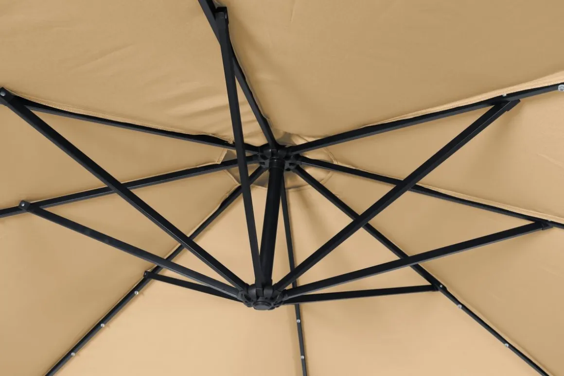 Sonnenschirm Ampelschirm BAY mit LED 350 cm braun