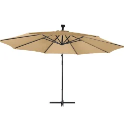 Sonnenschirm Ampelschirm BAY mit LED 350 cm braun