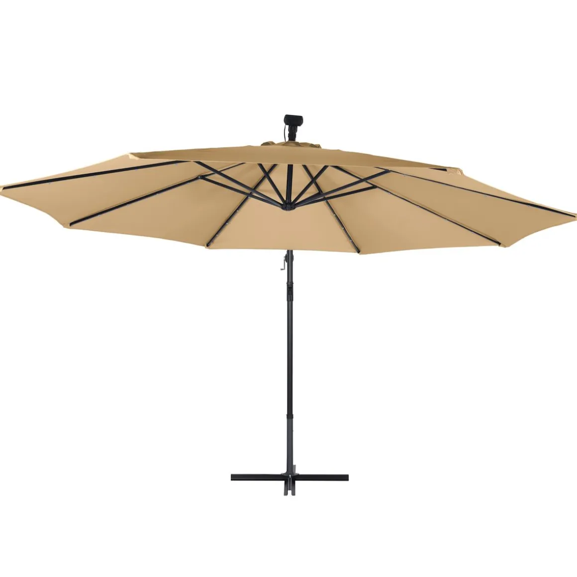 Sonnenschirm Ampelschirm BAY mit LED 350 cm braun