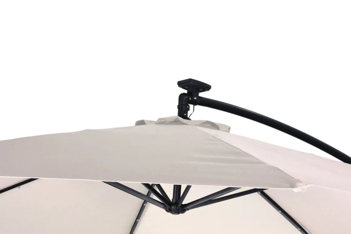Sonnenschirm Ampelschirm BAY mit LED 350 cm weiss