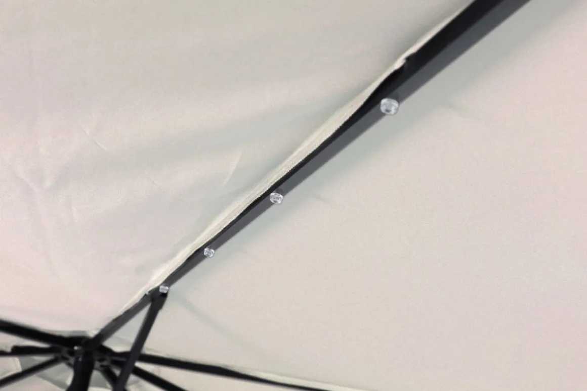 Sonnenschirm Ampelschirm BAY mit LED 350 cm weiss