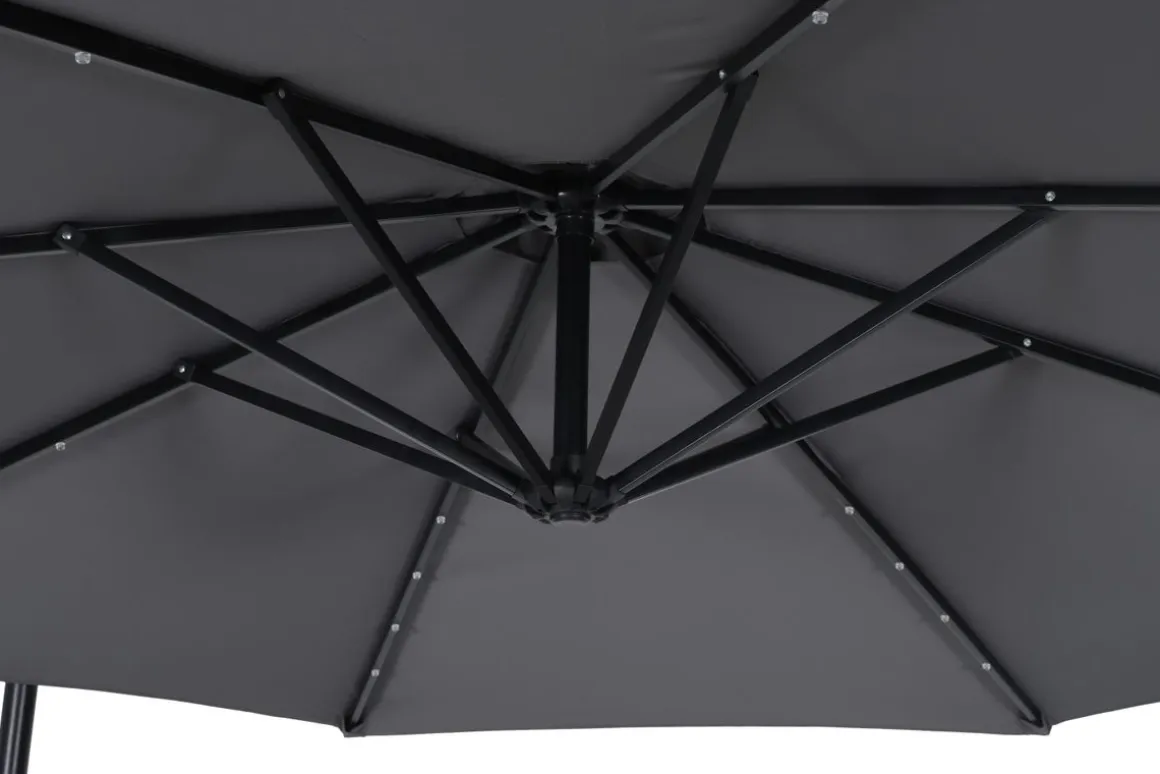 Sonnenschirm Ampelschirm BAY mit LED 300 cm anthrazit