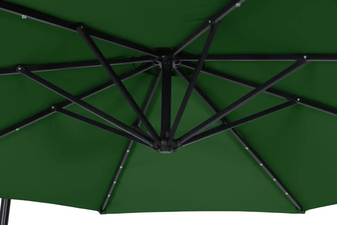 Sonnenschirm Ampelschirm BAY mit LED 300 cm grün