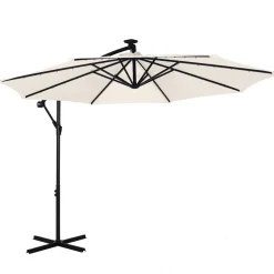 Sonnenschirm Ampelschirm BAY mit LED 300 cm weiss
