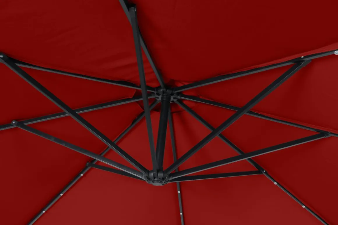 Sonnenschirm Ampelschirm BAY mit LED 350 cm rot