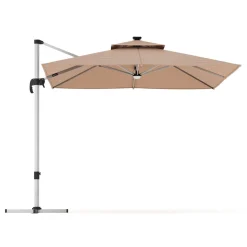 Sonnenschirm Ampelschirm SOLARIS mit LED 300 cm braun