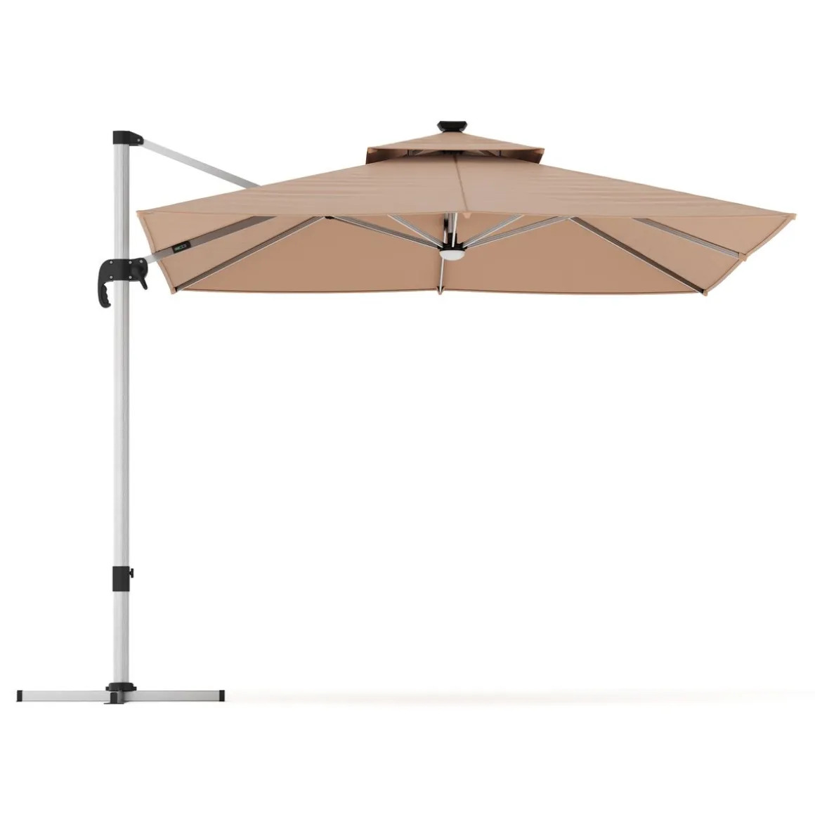 Sonnenschirm Ampelschirm SOLARIS mit LED 300 cm braun