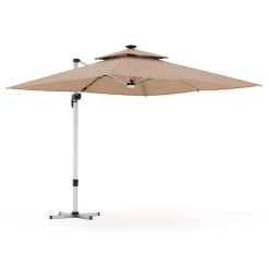 Sonnenschirm Ampelschirm SOLARIS mit LED 300 cm braun