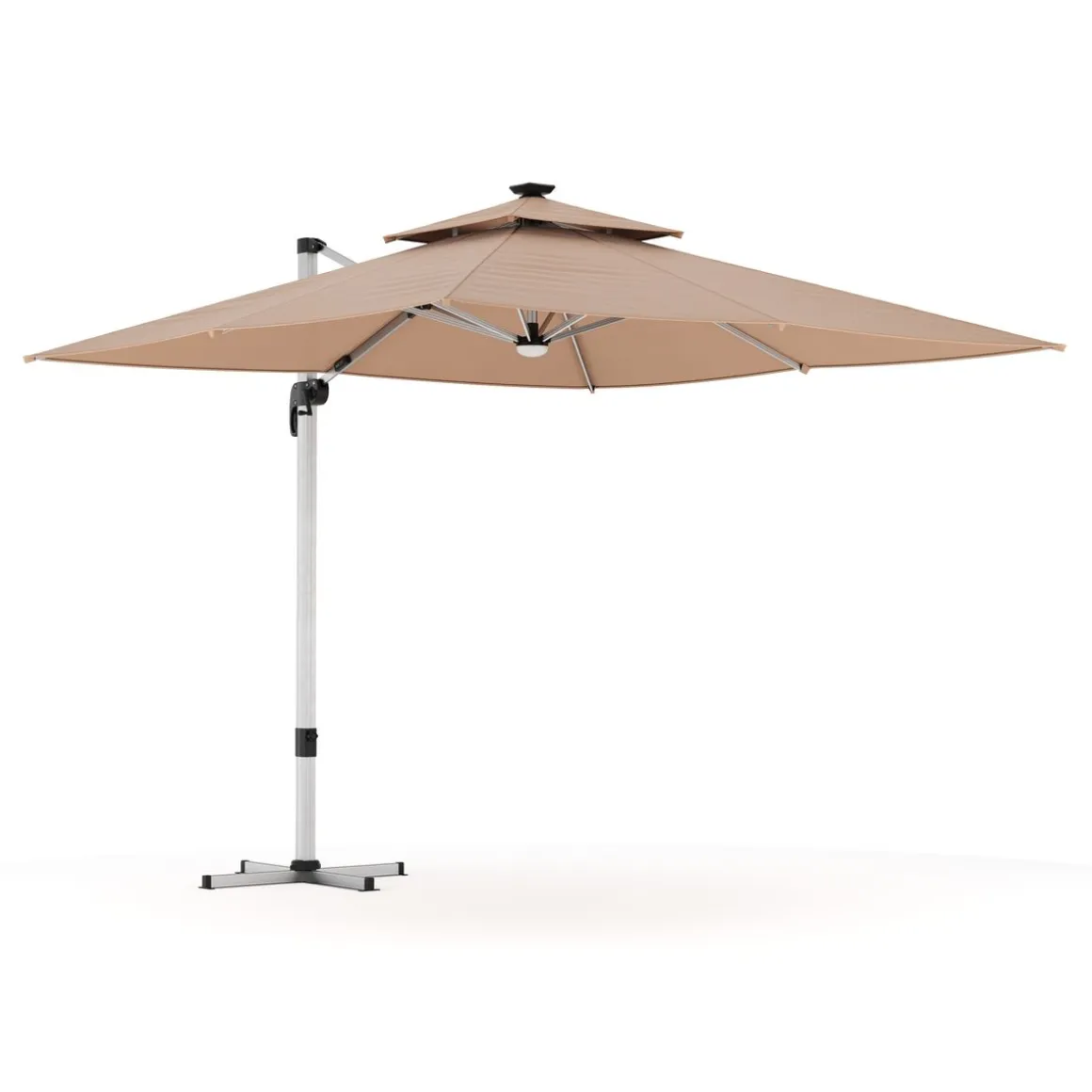 Sonnenschirm Ampelschirm SOLARIS mit LED 300 cm braun