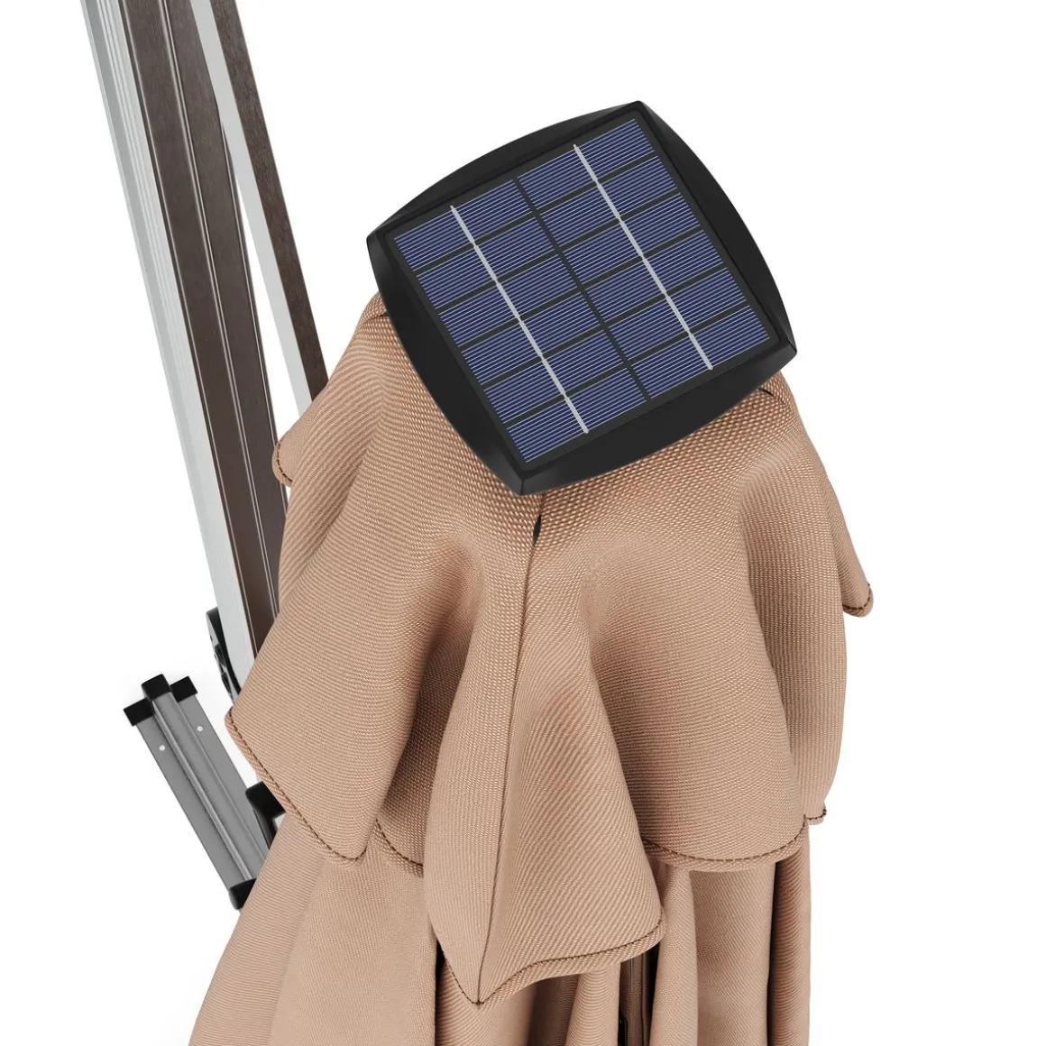 Sonnenschirm Ampelschirm SOLARIS mit LED 300 cm braun
