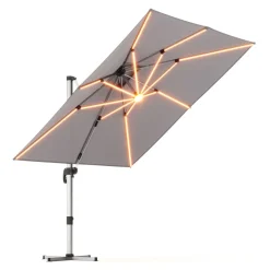 Sonnenschirm Ampelschirm SOLARIS mit LED 300 cm anthrazit