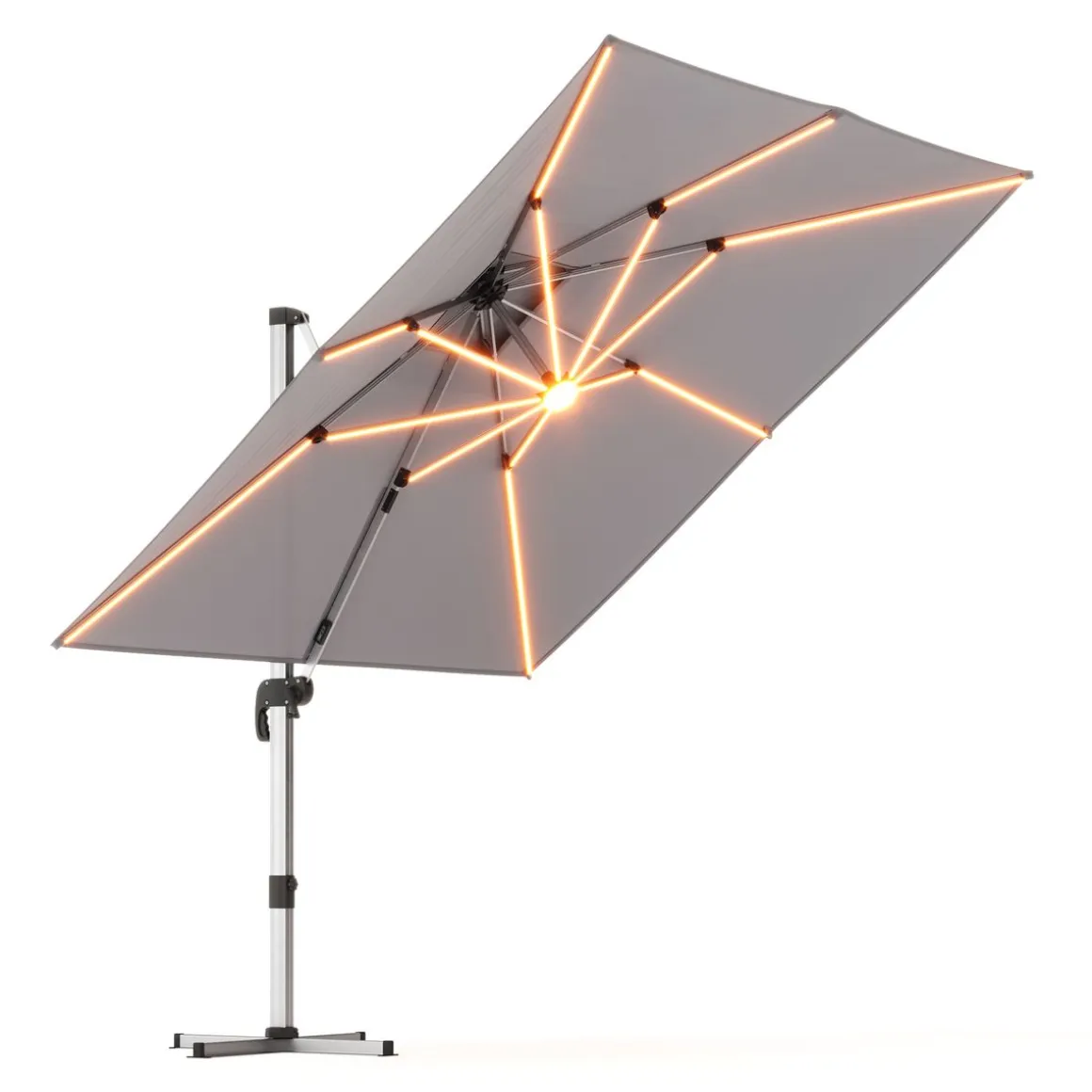 Sonnenschirm Ampelschirm SOLARIS mit LED 300 cm anthrazit