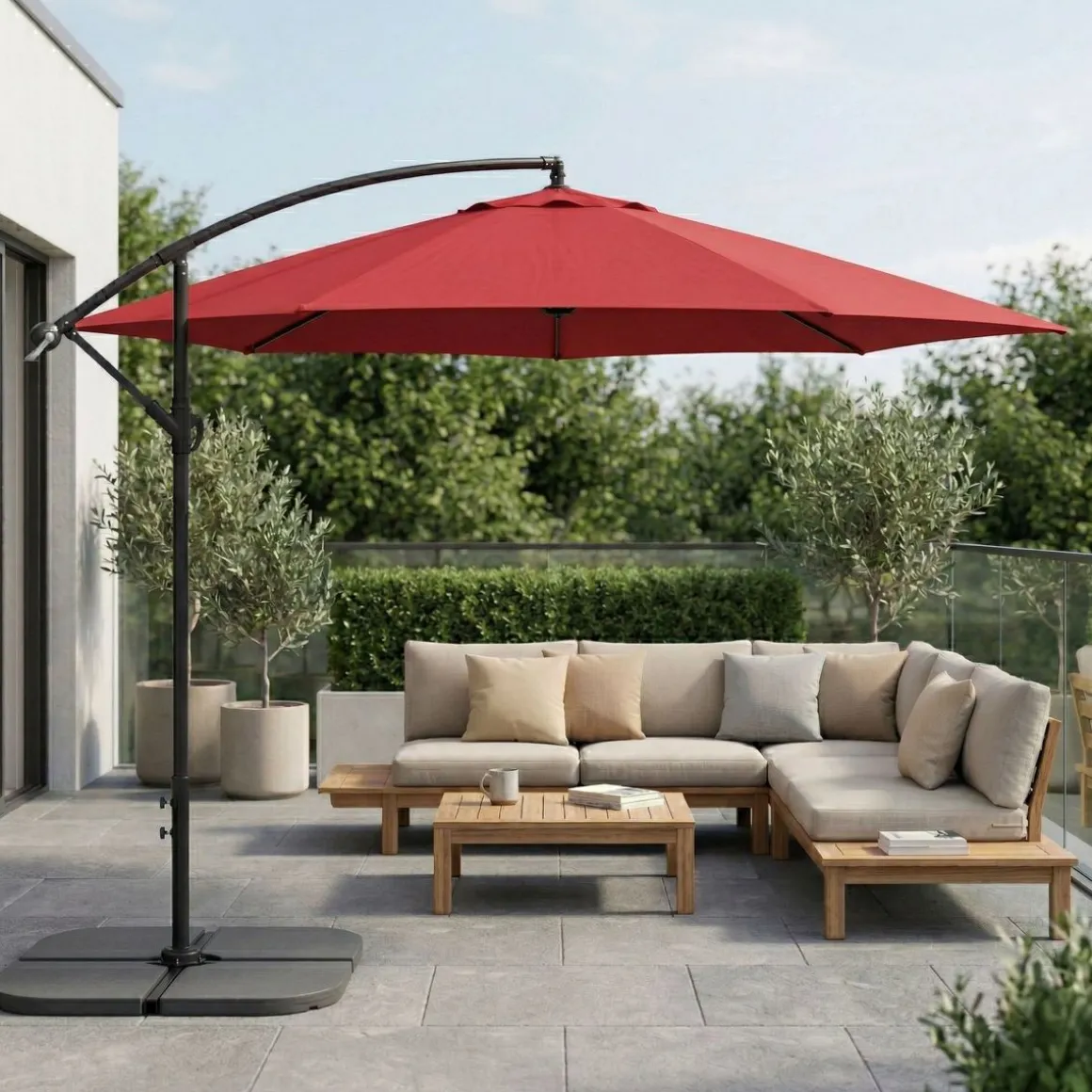 Sonnenschirm Ampelschirm SUN 350 cm rot
