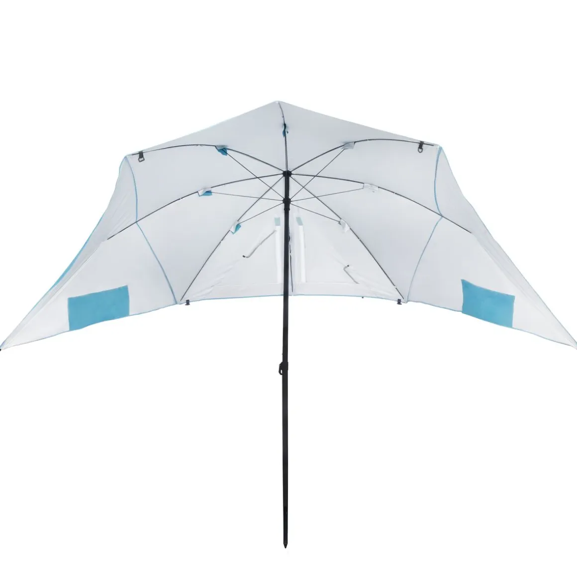 Sonnenschirm Strandschirm mit Windschutz und Fenster 240 cm türkis