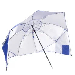 Sonnenschirm Strandschirm mit Fenster und Windschutz 240 cm blau