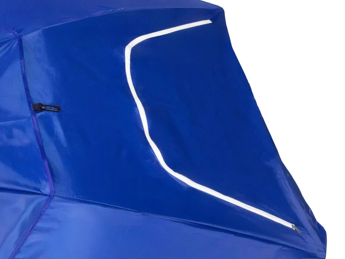 Sonnenschirm Strandschirm mit Fenster und Windschutz 240 cm blau