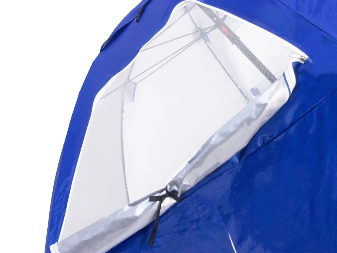 Sonnenschirm Strandschirm mit Fenster und Windschutz 240 cm blau