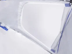 Sonnenschirm Strandschirm mit Windschutz und Fenster 240 cm blau