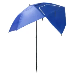 Sonnenschirm Strandschirm mit Windschutz und Fenster 240 cm blau