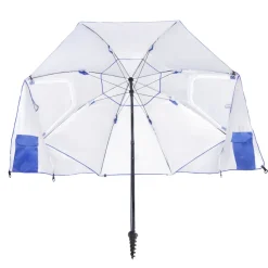 Sonnenschirm Strandschirm mit Windschutz und Fenster 240 cm blau