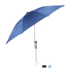 Sonnenschirm Strandschirm mit Erdspiess 240 cm blau