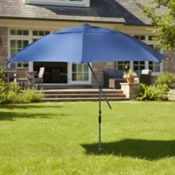 Sonnenschirm Strandschirm mit Erdspiess 240 cm blau