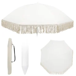 Sonnenschirm Strandschirm SEA mit Fransen 160 cm beige