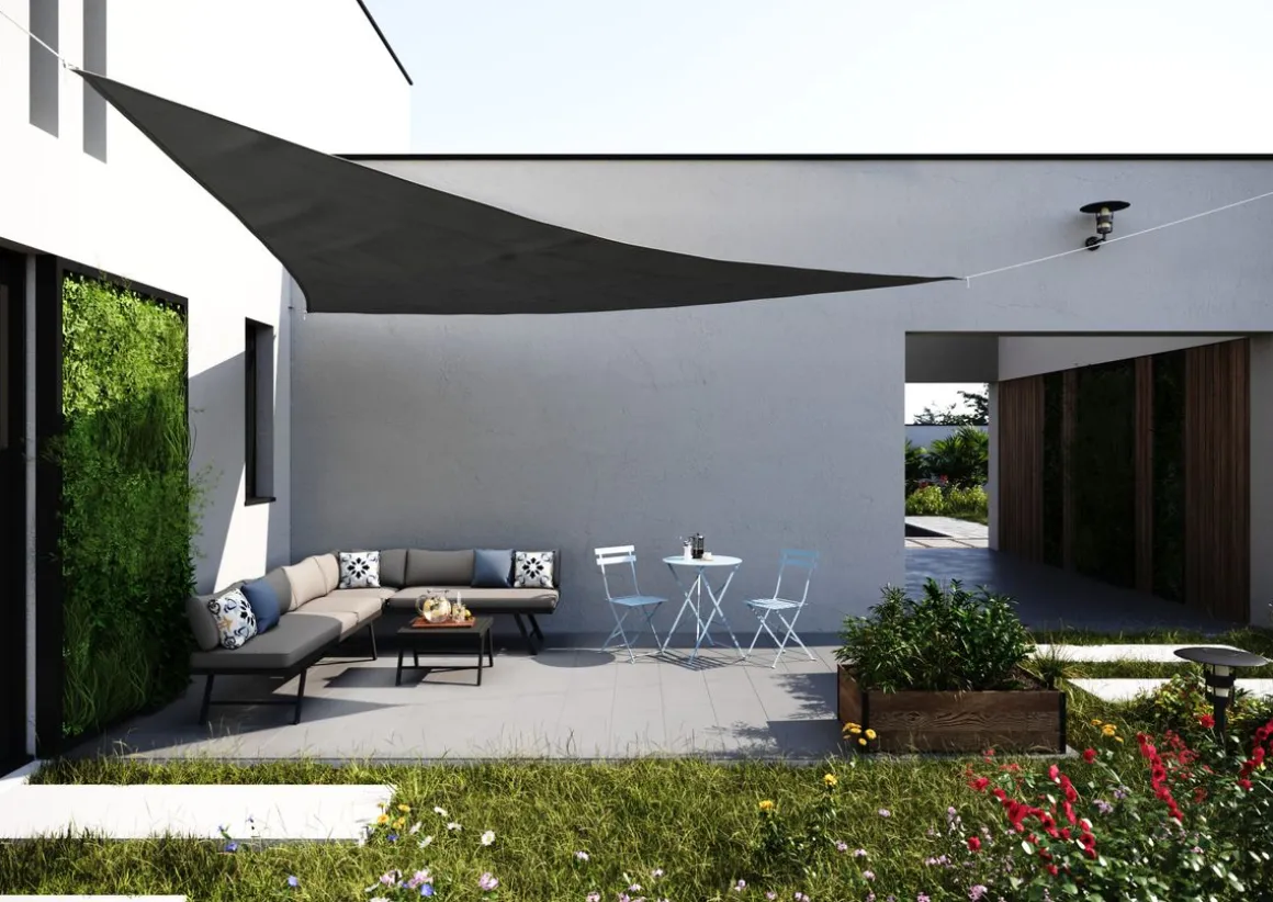 Sonnensegel Polyester Dreieck 5 x 5 x 5 m grau