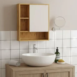 Spiegelschrank Badezimmer Bambus AURA 56 x 16 x 61 cm natur