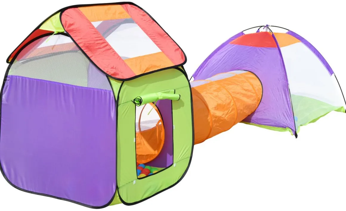 Spielzelt mit Tunnel bunt
