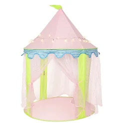 Spielzelt Schloss mit Lichterkette rosa