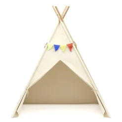 Spielzelt Tipi mit Lichterkette beige
