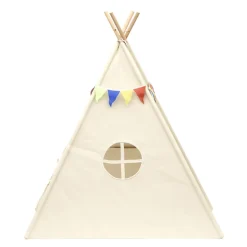 Spielzelt Tipi mit Lichterkette beige
